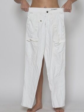 Vintage 1980s white cargo pants high waisted size 28 banzai cotton